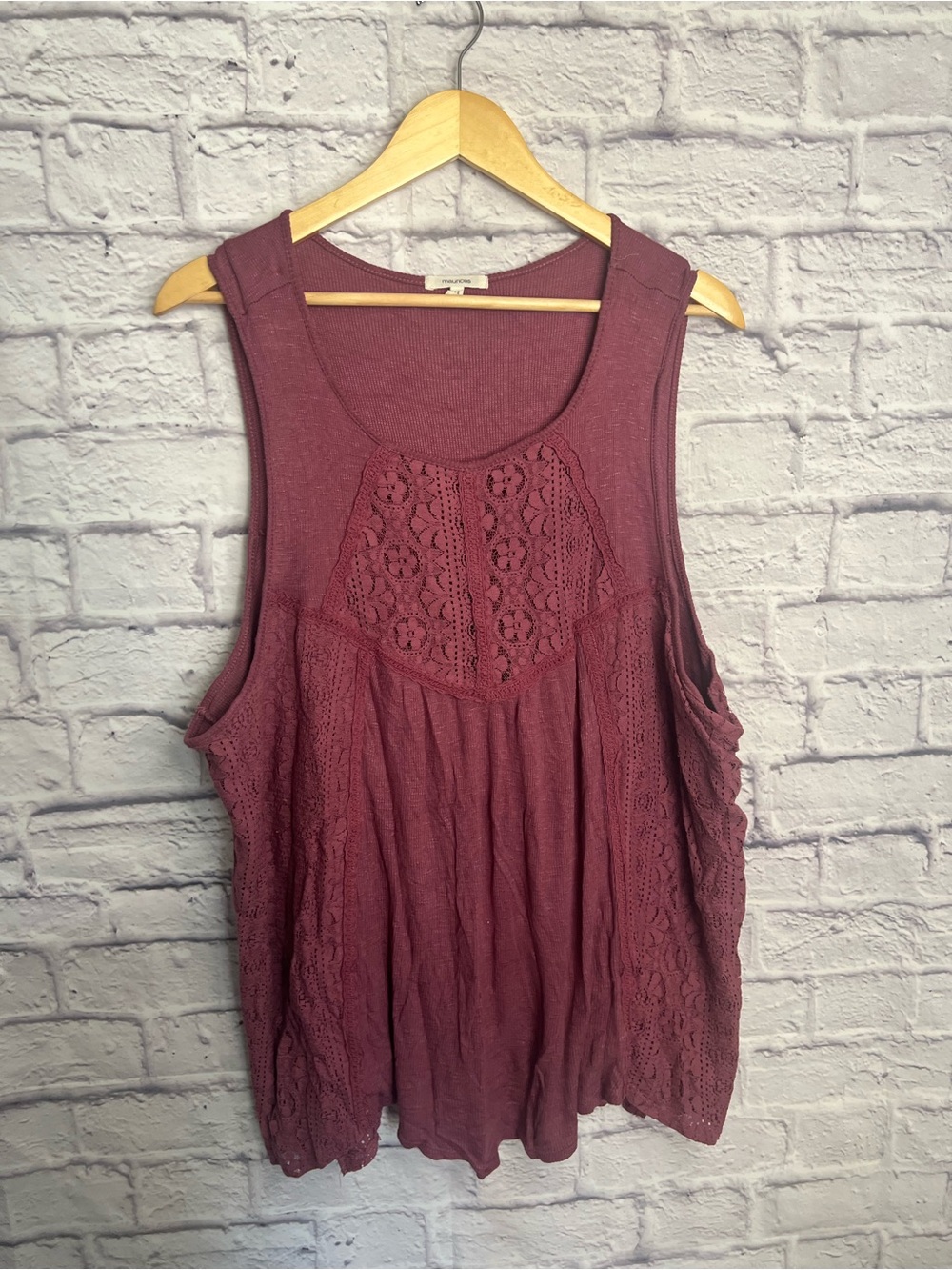 Maurices Dusty Rose Floral Lace Babydoll Swing Tank Top Plus Size 3 (3X)
